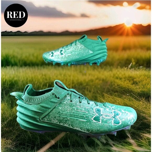 Under Armour Blur Smoke 2.0 MC Football Cleats Green 3027978 300 - Men's Size 12 - Picture 1 of 14